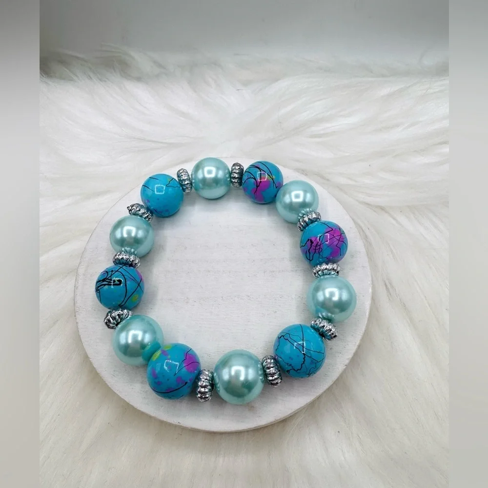 Ocean Breeze Splash Beaded Bracelet